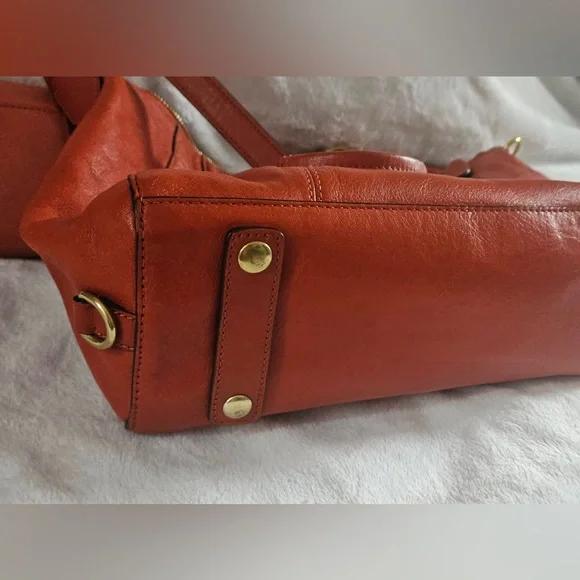 Coach Orange Coral Genuine Leather Satchel Handbag Purse G1273-F19247 12” X 7.5” - Picture 4 of 16